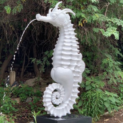 Large Outdoor Fiberglass Seahorse Fountain Sculpture