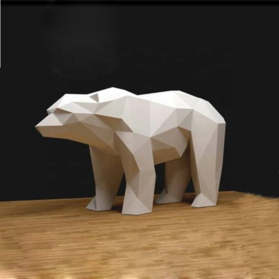 Outdoor Decoration Fiberglass White Bear Sculpture