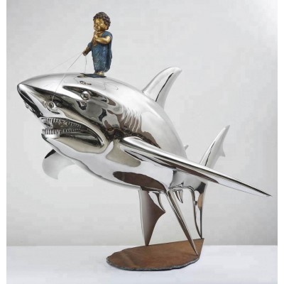 New Outdoor Sculpture Stainless Steel Shark Sculpture