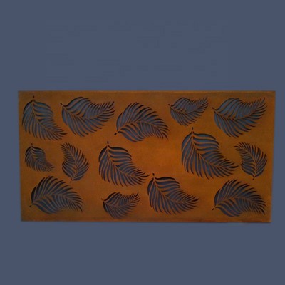 corten steel leaves modern art panel sculpture wall screen