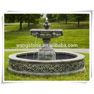 Natural stone garden water fountain with lion head