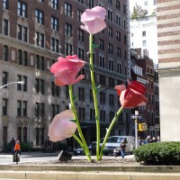 Fiberglass Flower Steel Rose Sculpture For Painted Surface