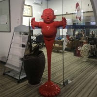 Red Painted Finish Man Statue Fiberglass Sculpture For Sale