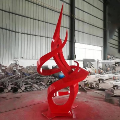 Large Red Painted Stainless Steel Outside Modern Sculpture For Garden