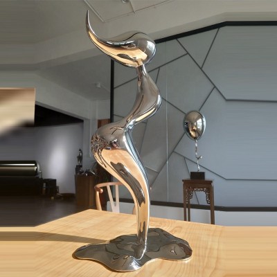 Modern Metal Mermaid Shape Stainless Steel Art Sculpture