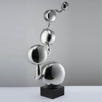 Abstract Mirror Polished Stainless Steel Indoor Sculpture In Stock